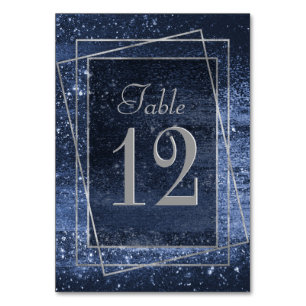 Numeração De Mesa Glitzy Foil Faísca Marinho Azul Escuro Cinza Esc