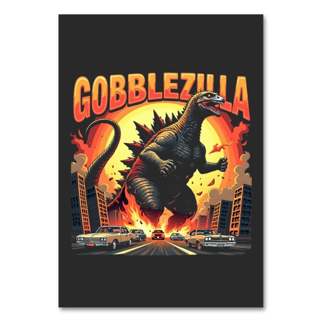 Numeração De Mesa Gobblezilla Spooky Turquia Ação de Graças Gobble (Frente)