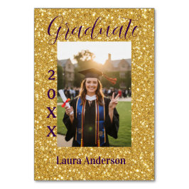 Numeração De Mesa Gold glitter photo graduation add name class text