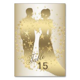 Numeração De Mesa Golden Stars Bride And Groom Party