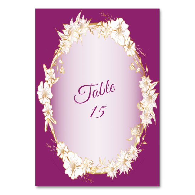 Numeração De Mesa Golden White Floral Pink Geometric Rustic Wedding (Verso)