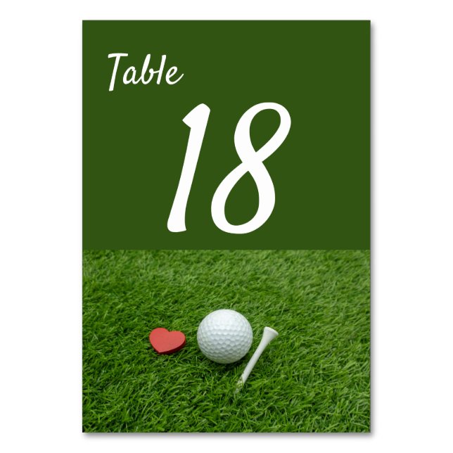 Numeração De Mesa Golfe com amor na mesa de grama verde (Frente)