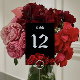 Numeração De Mesa Gótico Preto do Rosa vermelha