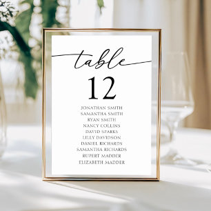 Numeração De Mesa Gráfico de Assento Elegante Preto e Branco Casamen