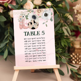 Numeração De Mesa Gráfico de Assentos Boots do Boot Rosa da Cowgirl