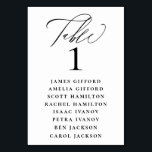 Numeração De Mesa Gráfico de Assentos de Caligrafia Elegante<br><div class="desc">"mesa" de caligrafia elegante,  com nomes de convidados listados e número de tabela,  cartão de número de mesa de casamento.</div>