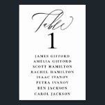 Numeração De Mesa Gráfico de Assentos de Caligrafia Elegante<br><div class="desc">"mesa" de caligrafia elegante,  com nomes de convidados listados e número de tabela,  cartão de número de mesa de casamento.</div>