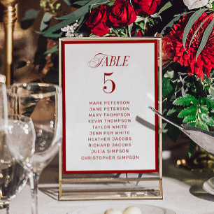 Numeração De Mesa Gráfico de Assentos de Casamento Branco Vermelho C