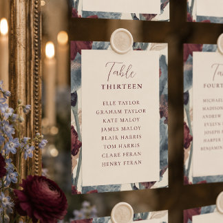 Numeração De Mesa Gráfico de Assentos de Casamento Burgundy e Azul P