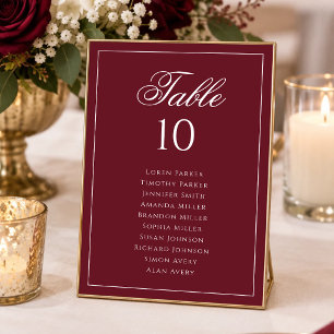 Numeração De Mesa Gráfico de Assentos de Casamento Burgundy Profundo