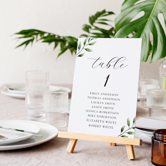 Numeração De Mesa Gráfico de Assentos de Casamento com Folhagem Eleg (Criador carregado)