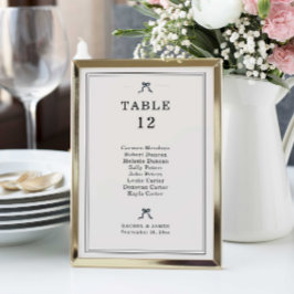 Numeração De Mesa Gráfico de Assentos de Casamento com Laço Coquette
