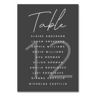 Numeração De Mesa Gráfico de Assentos de Casamento de Cinzas Escuras