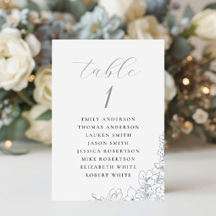 Numeração De Mesa Gráfico de Assentos de Casamento Floral Azul Delic