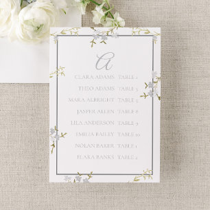 Numeração De Mesa Gráfico de Assentos de Casamento Floral Cinza Mode