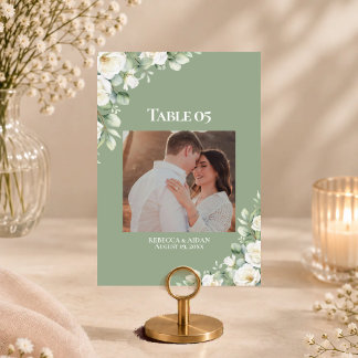 Numeração De Mesa Gráfico de Assentos de Casamento Floral Verde Folh