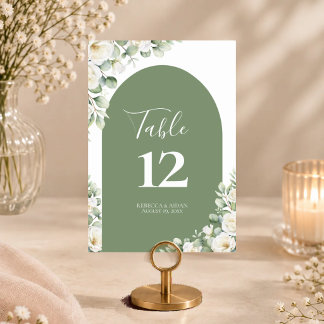 Numeração De Mesa Gráfico de Assentos de Casamento Floral Verde Folh