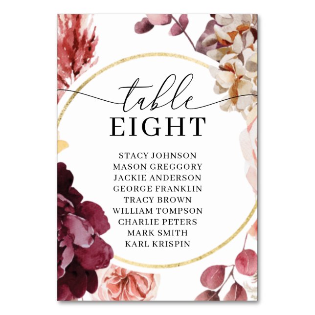 Numeração De Mesa Gráfico de Assentos de Tabelas de Casamento (Frente)