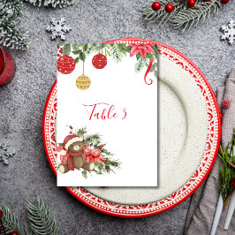 Numeração De Mesa Gráfico de Assentos Natal Ornamento de Poinsettia