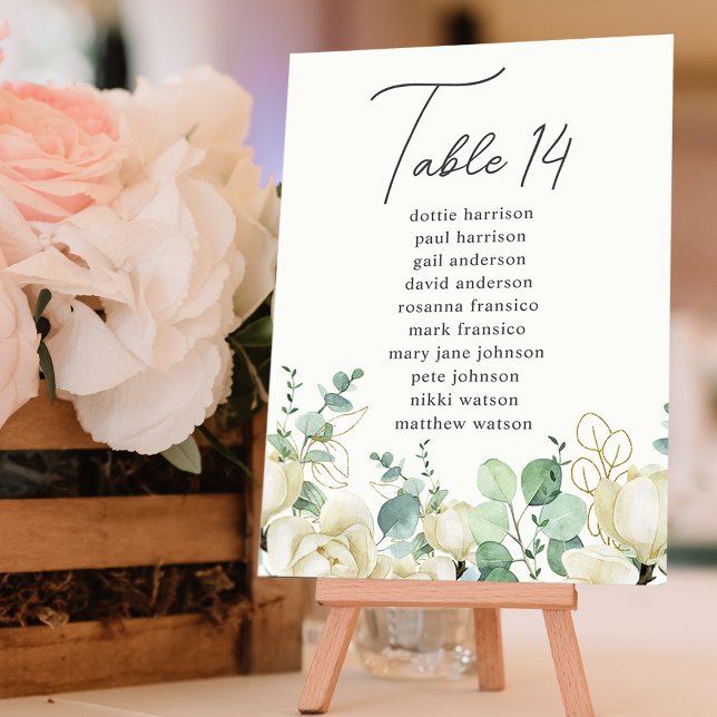 Numeração De Mesa Gráfico de Assentos Número da Mesa Magnólia Eucali (Magnolia Eucalyptus Table Number Seating Chart)