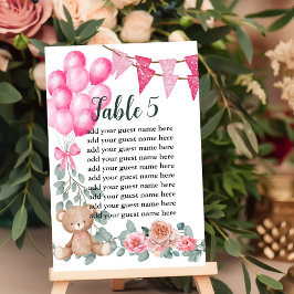 Numeração De Mesa Gráfico de Assentos, Sweet Baby Girl Balloon Rosa