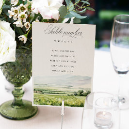 Numeração De Mesa Gráfico de Paisagem de Paisagem de Vinha de Cores 