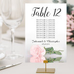 Numeração De Mesa Gráfico de Sentados Elegantes de Casamentos Rosa R<br><div class="desc">Essas placas de números de tabela facilitarão para seus convidados encontrar seus assentos na sua recepção de casamento. Eles apresentam um design simples, mas elegante, com caligrafia por script e um solteiro rosa-pincel pálido, ao lado, com ondas e reflexões de ondulação. O cartão inclui um quadro de lugares com 10...</div>