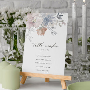 Numeração De Mesa Gráfico Floral de Casamento de Blush Watercolor