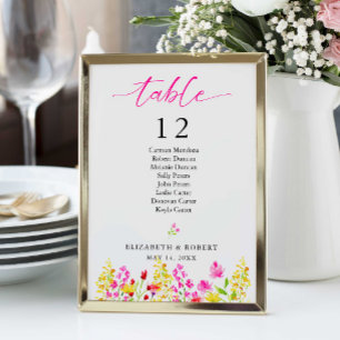 Numeração De Mesa Gráfico Floral Sentado de Casamento de Flores