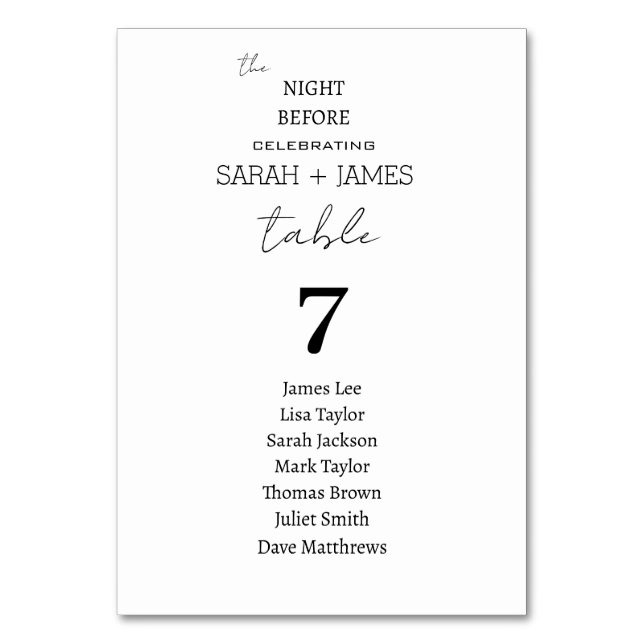 Numeração De Mesa Gráfico White da Noite Antes do Casamento (Frente)