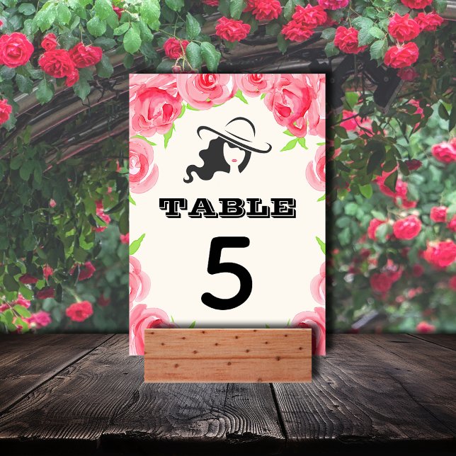 Numeração De Mesa Grande Hat Lady e Rosa Derby (Big Hat Lady and Roses Derby Party Table Numbers)