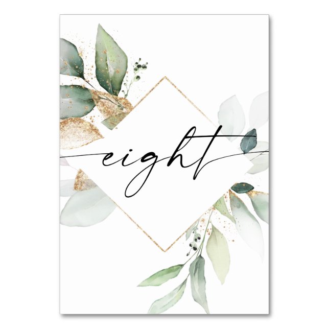 Numeração De Mesa Granulado e Números de Tabela Dourados Oito (Frente)