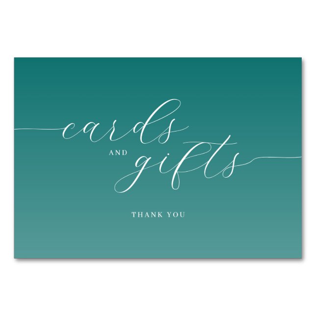Numeração De Mesa Grateful Teal Cursive Thank You Card (Frente)
