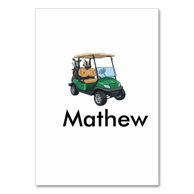 Numeração De Mesa Green golf car name man sports boy gifts letter  (Frente)