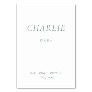 Numeração De Mesa Green Sage Elegant Wedding Table Cards