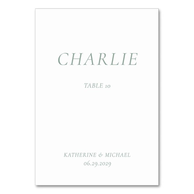 Numeração De Mesa Green Sage Elegant Wedding Table Cards (Frente)