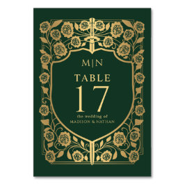 Numeração De Mesa Green Shield Medieval Fantasy Casamento Monograma