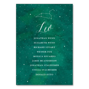 Numeração De Mesa Green Stars Galaxy - Cartãozinho de Casamento Leo