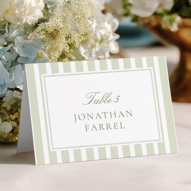 Numeração De Mesa Green Stripes Wedding Place Cards (Criador carregado)