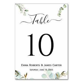 Numeração De Mesa Greenery Luxury Script Wedding Table Number