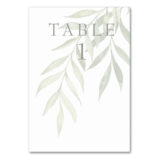 Numeração De Mesa Greenery Modern Light Sage Table Number (Frente)