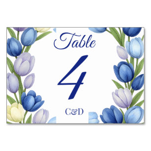 Numeração De Mesa Grinalda de Tulipas em Aquarela Elegante Casamento