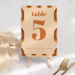 Numeração De Mesa Groovy Retro 70s Design em Brown e Sand Wedding<br><div class="desc">Groovy Retro 70s Design em Brown e Sand Wedding Table Number</div>