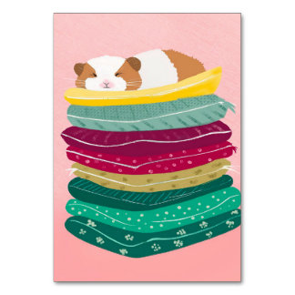 Numeração De Mesa Guinea Pig Sleeping Cute Animals Pet Owner Gift