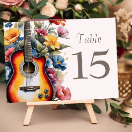Numeração De Mesa Guitarra Flor Silvestre Musical País Casamento de 