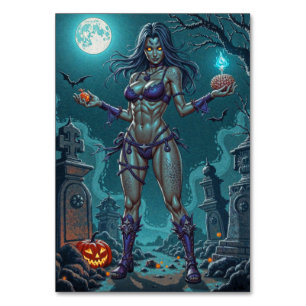 Numeração De Mesa Halloween Treat ou Zombie Namorada w Cérebros