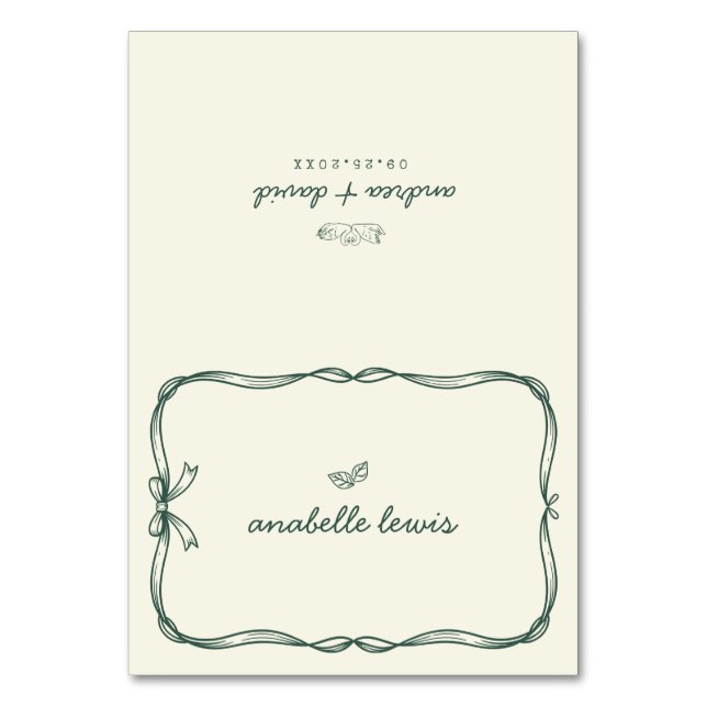 Numeração De Mesa Hand Drawn Editable Guest Name Wedding Place Card (Frente)