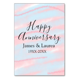 Numeração De Mesa Happy anniversary wedding name date year pastel
