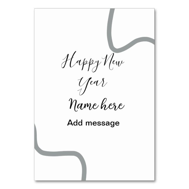 Numeração De Mesa Happy new year name message gray simple holiday  (Frente)