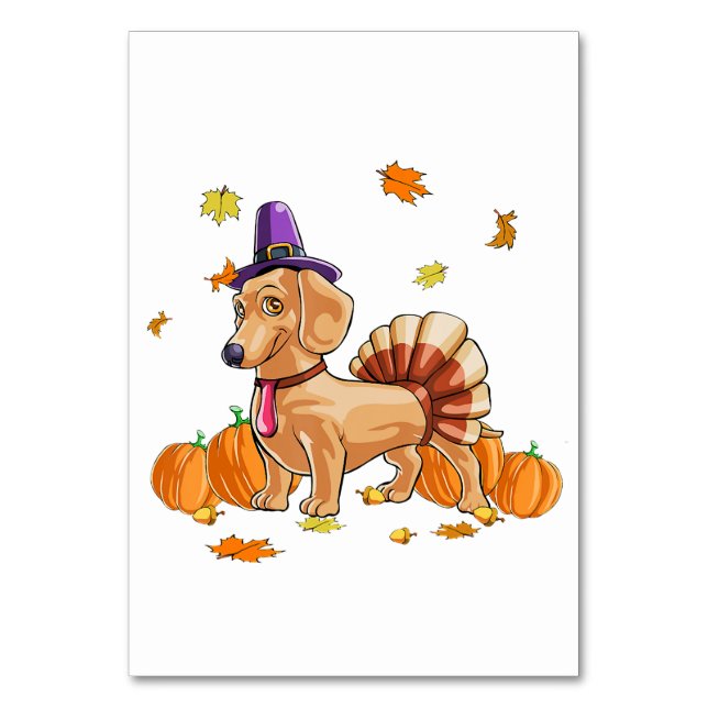 Numeração De Mesa Happy Thanksgiving Dachshund Turkey Costume T  Fun (Frente)